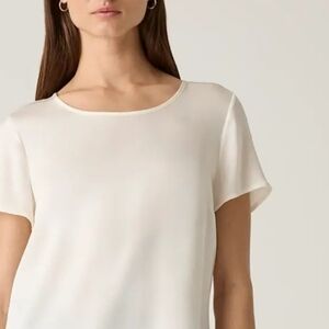 OTTE New York Silk Top Cream Short Sleeves Small